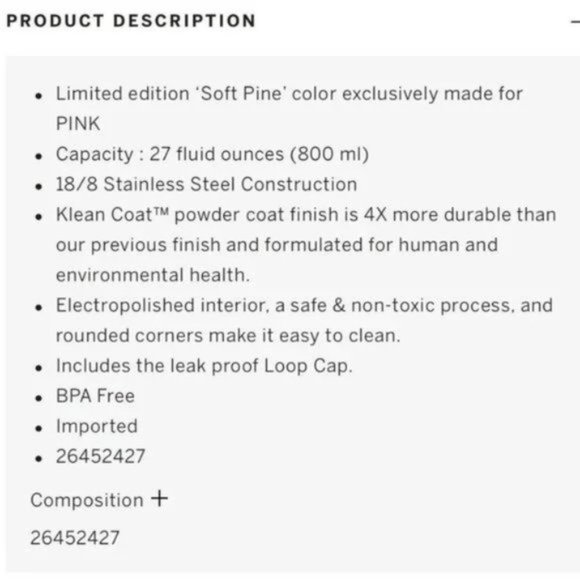 Victoria's Secret PINK | Army Green Water Bottle "Be Kind to the Planet" - Picture 10 of 11